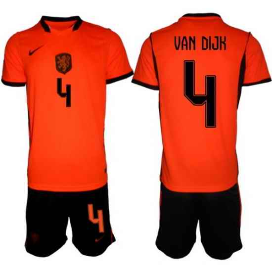 Men Netherlands 2026 Soccer Jerseys Orange #4 Virgil van Dijk